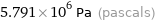 5.791×10^6 Pa (pascals)