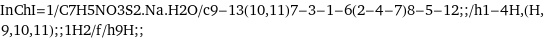 InChI=1/C7H5NO3S2.Na.H2O/c9-13(10, 11)7-3-1-6(2-4-7)8-5-12;;/h1-4H, (H, 9, 10, 11);;1H2/f/h9H;;