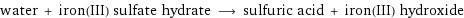 water + iron(III) sulfate hydrate ⟶ sulfuric acid + iron(III) hydroxide