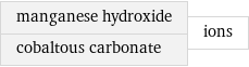 manganese hydroxide cobaltous carbonate | ions