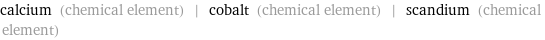 calcium (chemical element) | cobalt (chemical element) | scandium (chemical element)