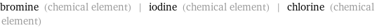 bromine (chemical element) | iodine (chemical element) | chlorine (chemical element)