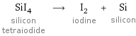 SiI_4 silicon tetraiodide ⟶ I_2 iodine + Si silicon