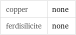 copper | none ferdisilicite | none