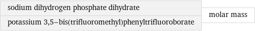 sodium dihydrogen phosphate dihydrate potassium 3, 5-bis(trifluoromethyl)phenyltrifluoroborate | molar mass