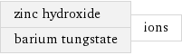 zinc hydroxide barium tungstate | ions