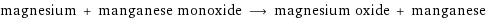 magnesium + manganese monoxide ⟶ magnesium oxide + manganese