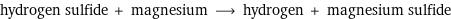 hydrogen sulfide + magnesium ⟶ hydrogen + magnesium sulfide