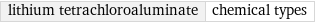 lithium tetrachloroaluminate | chemical types