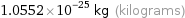 1.0552×10^-25 kg (kilograms)