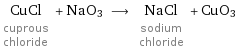 CuCl cuprous chloride + NaO3 ⟶ NaCl sodium chloride + CuO3