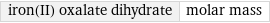 iron(II) oxalate dihydrate | molar mass