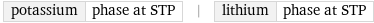 potassium | phase at STP | lithium | phase at STP