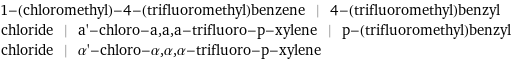 1-(chloromethyl)-4-(trifluoromethyl)benzene | 4-(trifluoromethyl)benzyl chloride | a'-chloro-a, a, a-trifluoro-p-xylene | p-(trifluoromethyl)benzyl chloride | α'-chloro-α, α, α-trifluoro-p-xylene