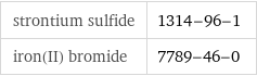 strontium sulfide | 1314-96-1 iron(II) bromide | 7789-46-0