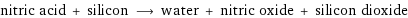 nitric acid + silicon ⟶ water + nitric oxide + silicon dioxide