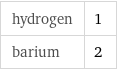 hydrogen | 1 barium | 2