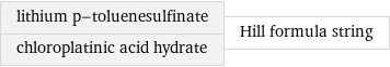 lithium p-toluenesulfinate chloroplatinic acid hydrate | Hill formula string