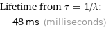 Lifetime from τ = 1/λ:  | 48 ms (milliseconds)