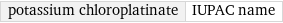 potassium chloroplatinate | IUPAC name