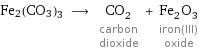 Fe2(CO3)3 ⟶ CO_2 carbon dioxide + Fe_2O_3 iron(III) oxide