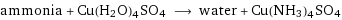 ammonia + Cu(H2O)4SO4 ⟶ water + Cu(NH3)4SO4