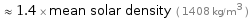  ≈ 1.4 × mean solar density ( 1408 kg/m^3 )