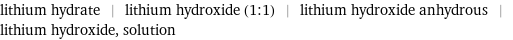 lithium hydrate | lithium hydroxide (1:1) | lithium hydroxide anhydrous | lithium hydroxide, solution