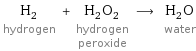 H_2 hydrogen + H_2O_2 hydrogen peroxide ⟶ H_2O water