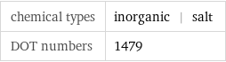 chemical types | inorganic | salt DOT numbers | 1479