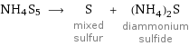 NH4S5 ⟶ S mixed sulfur + (NH_4)_2S diammonium sulfide