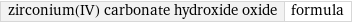 zirconium(IV) carbonate hydroxide oxide | formula