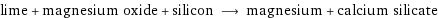 lime + magnesium oxide + silicon ⟶ magnesium + calcium silicate