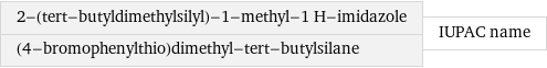 2-(tert-butyldimethylsilyl)-1-methyl-1 H-imidazole (4-bromophenylthio)dimethyl-tert-butylsilane | IUPAC name