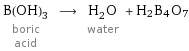 B(OH)_3 boric acid ⟶ H_2O water + H2B4O7