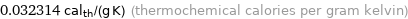 0.032314 cal_th/(g K) (thermochemical calories per gram kelvin)