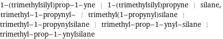 1-(trimethylsilyl)prop-1-yne | 1-(trimethylsilyl)propyne | silane, trimethyl-1-propynyl- | trimethyl(1-propynyl)silane | trimethyl-1-propynylsilane | trimethyl-prop-1-ynyl-silane | trimethyl-prop-1-ynylsilane