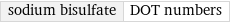 sodium bisulfate | DOT numbers