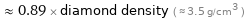  ≈ 0.89 × diamond density ( ≈ 3.5 g/cm^3 )