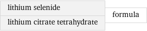 lithium selenide lithium citrate tetrahydrate | formula