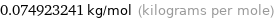 0.074923241 kg/mol (kilograms per mole)