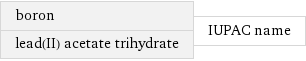 boron lead(II) acetate trihydrate | IUPAC name