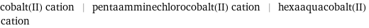 cobalt(II) cation | pentaamminechlorocobalt(II) cation | hexaaquacobalt(II) cation