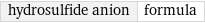 hydrosulfide anion | formula