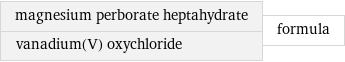 magnesium perborate heptahydrate vanadium(V) oxychloride | formula