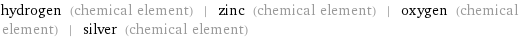 hydrogen (chemical element) | zinc (chemical element) | oxygen (chemical element) | silver (chemical element)