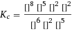 K_c = ([H2O]^8 [S]^5 [KCl]^2 [MnCl2]^2)/([HCl]^6 [KMnO4]^2 [H2S]^5)