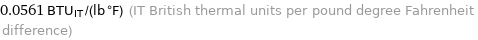 0.0561 BTU_IT/(lb °F) (IT British thermal units per pound degree Fahrenheit difference)