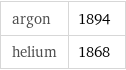 argon | 1894 helium | 1868