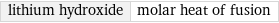 lithium hydroxide | molar heat of fusion